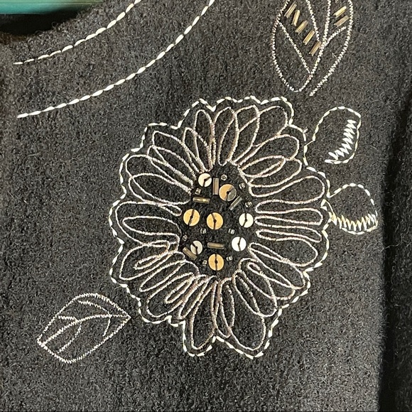 Black Wool Blazer embroidered by Samantha Gray 100%Wool Size Large - Picture 4 of 5